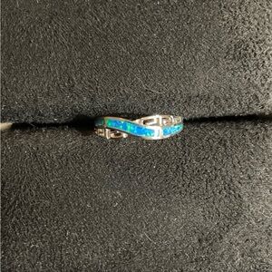 Gorgeous Blue and Green Opal Mosaic Band Ring